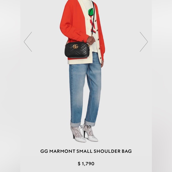 Authentic Gucci GG Marmont Small Shoulder Bag in Black Leather - Picture 12 of 13